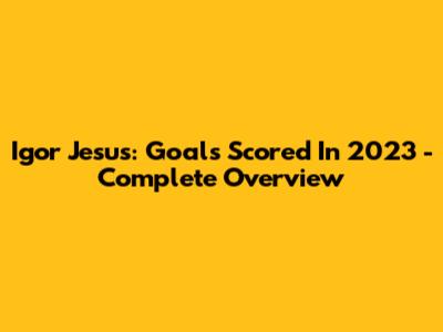 Igor Jesus: Goals Scored In 2023 - Complete Overview