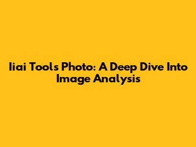 Iiai Tools Photo: A Deep Dive Into Image Analysis