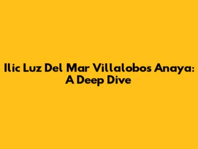 Ilic Luz Del Mar Villalobos Anaya: A Deep Dive