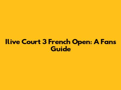 Ilive Court 3 French Open: A Fan's Guide