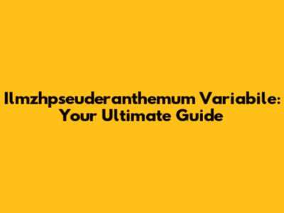 Ilmzhpseuderanthemum Variabile: Your Ultimate Guide