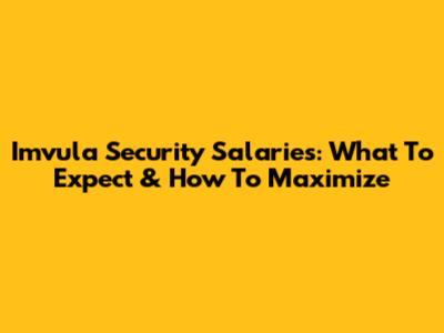 Imvula Security Salaries: What To Expect & How To Maximize