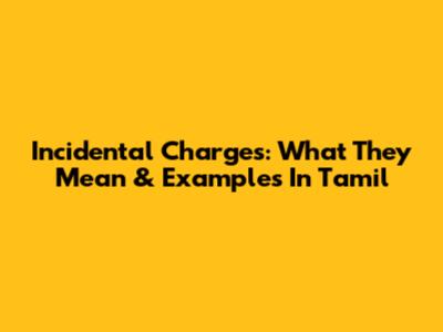 Incidental Charges: What They Mean & Examples In Tamil