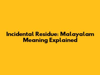 Incidental Residue: Malayalam Meaning Explained