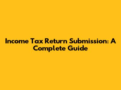 Income Tax Return Submission: A Complete Guide