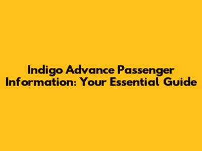 Indigo Advance Passenger Information: Your Essential Guide