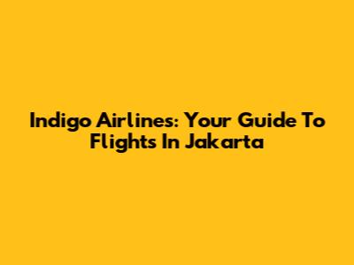 Indigo Airlines: Your Guide To Flights In Jakarta