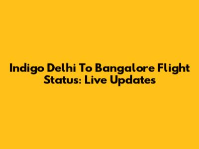 Indigo Delhi To Bangalore Flight Status: Live Updates