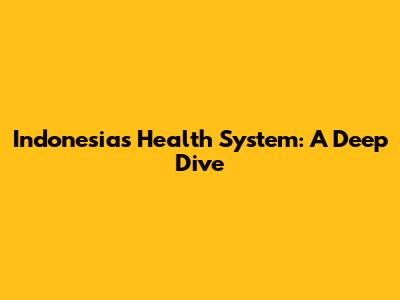 Indonesia's Health System: A Deep Dive