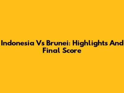 Indonesia Vs Brunei: Highlights And Final Score