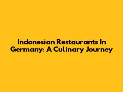 Indonesian Restaurants In Germany: A Culinary Journey