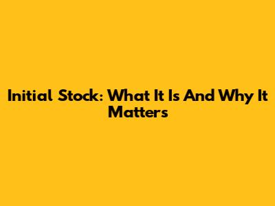 Initial Stock: What It Is And Why It Matters