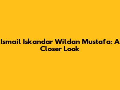 Ismail Iskandar Wildan Mustafa: A Closer Look