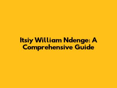 Itsiy William Ndenge: A Comprehensive Guide
