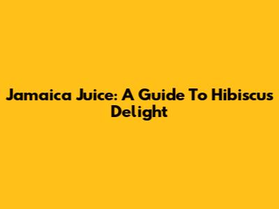 Jamaica Juice: A Guide To Hibiscus Delight