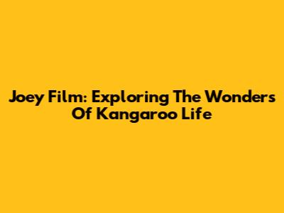 Joey Film: Exploring The Wonders Of Kangaroo Life