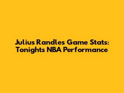Julius Randle's Game Stats: Tonight's NBA Performance