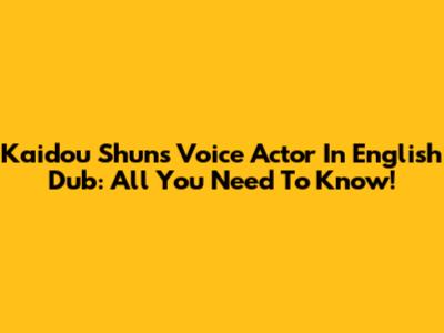 Kaidou Shun's Voice Actor In English Dub: All You Need To Know!