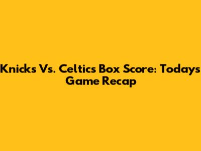 Knicks Vs. Celtics Box Score: Today's Game Recap