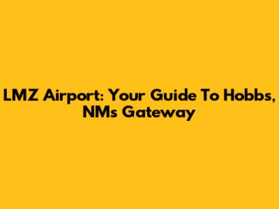 LMZ Airport: Your Guide To Hobbs, NM's Gateway