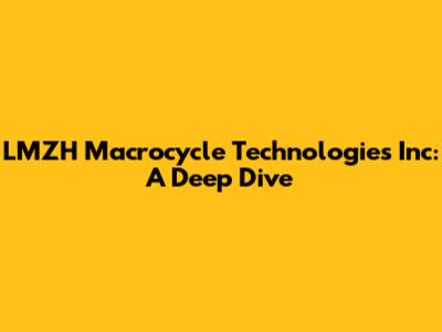 LMZH Macrocycle Technologies Inc: A Deep Dive