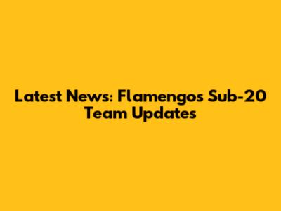 Latest News: Flamengo's Sub-20 Team Updates