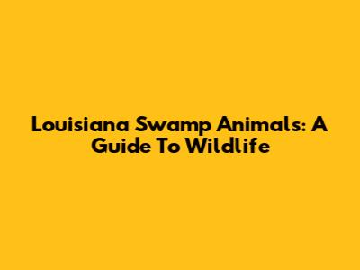 Louisiana Swamp Animals: A Guide To Wildlife