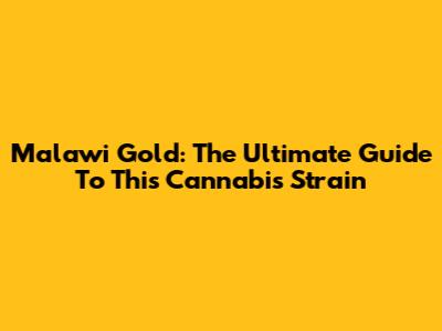 Malawi Gold: The Ultimate Guide To This Cannabis Strain