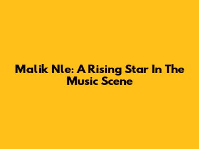 Malik Nle: A Rising Star In The Music Scene