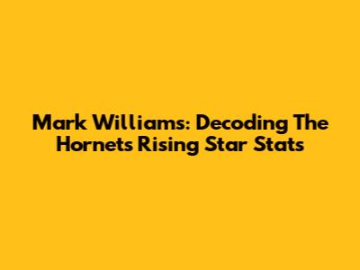 Mark Williams: Decoding The Hornets' Rising Star Stats
