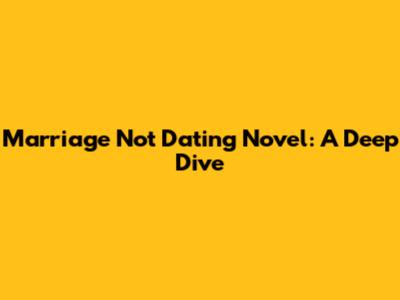 Marriage Not Dating Novel: A Deep Dive