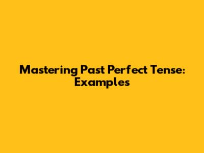Mastering Past Perfect Tense: Examples
