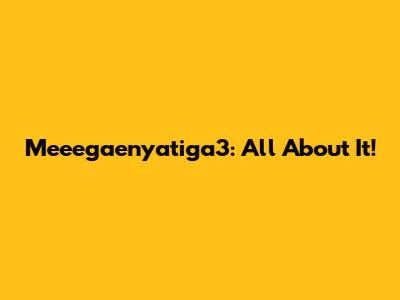 Meeegaenyatiga3: All About It!