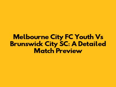 Melbourne City FC Youth Vs Brunswick City SC: A Detailed Match Preview