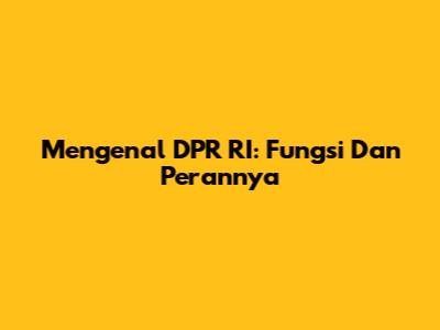 Mengenal DPR RI: Fungsi Dan Perannya