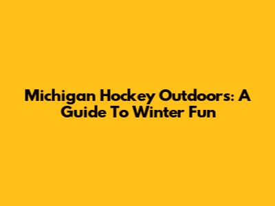 Michigan Hockey Outdoors: A Guide To Winter Fun