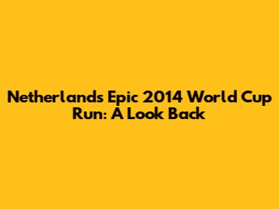 Netherlands' Epic 2014 World Cup Run: A Look Back