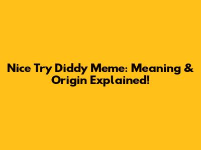 Nice Try Diddy Meme: Meaning & Origin Explained!