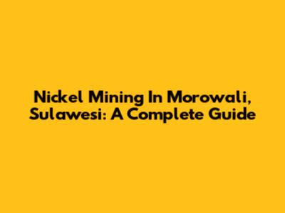 Nickel Mining In Morowali, Sulawesi: A Complete Guide