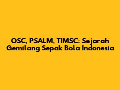 OSC, PSALM, TIMSC: Sejarah Gemilang Sepak Bola Indonesia