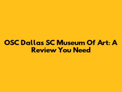 OSC Dallas SC Museum Of Art: A Review You Need