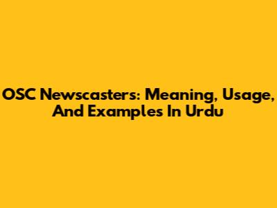 OSC Newscasters: Meaning, Usage, And Examples In Urdu