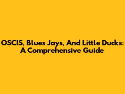 OSCIS, Blues Jays, And Little Ducks: A Comprehensive Guide