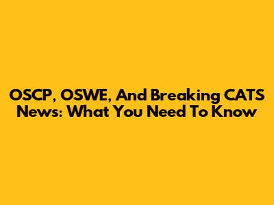 OSCP, OSWE, And Breaking CATS News: What You Need To Know