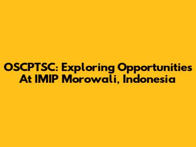 OSCPTSC: Exploring Opportunities At IMIP Morowali, Indonesia