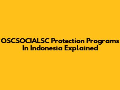 OSCSOCIALSC Protection Programs In Indonesia Explained