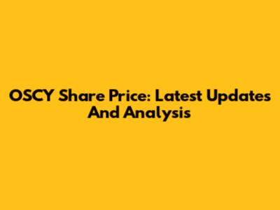 OSCY Share Price: Latest Updates And Analysis