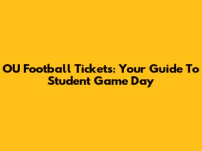OU Football Tickets: Your Guide To Student Game Day