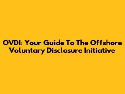 OVDI: Your Guide To The Offshore Voluntary Disclosure Initiative