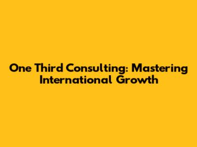 One Third Consulting: Mastering International Growth